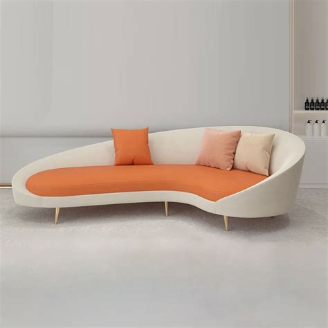 Glam Faux Leather Curved Sofa with Tight Back and Sloped Arm Sofa