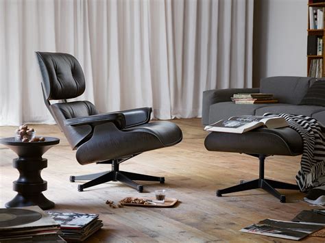 Buy the Vitra Eames Lounge Chair & Ottoman - All Black at Nest.co.uk