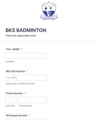 BADMINTON REGISTRATION Form Template | Jotform