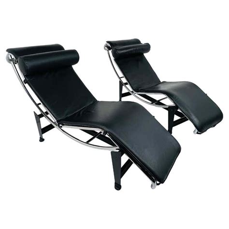 Le Corbusier Style Black Leather and Chrome Chairs at 1stDibs | chrome ...