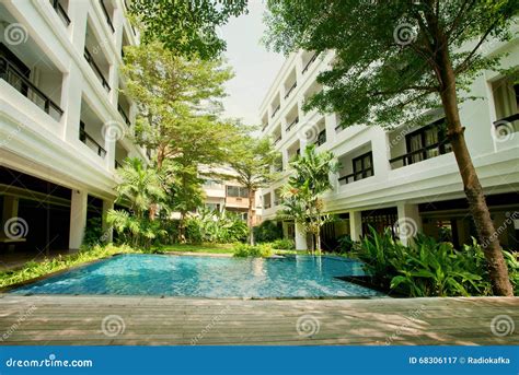 Blue Water Pool in Courtyard of One of Bangkok Hotel Editorial Photography - Image of relax ...