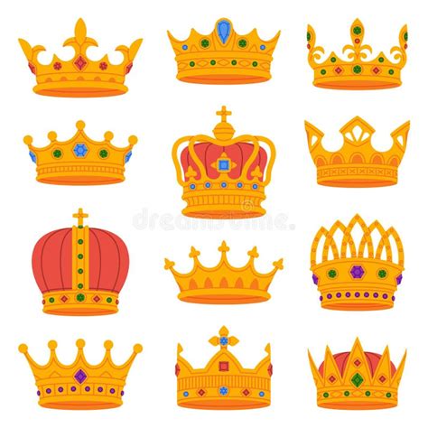 Golden Crown As Royal and Monarch Symbol Vector Set Stock Illustration - Illustration of ...