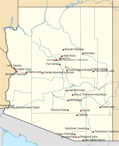 State Parks Arizona Map - Map Of Central America