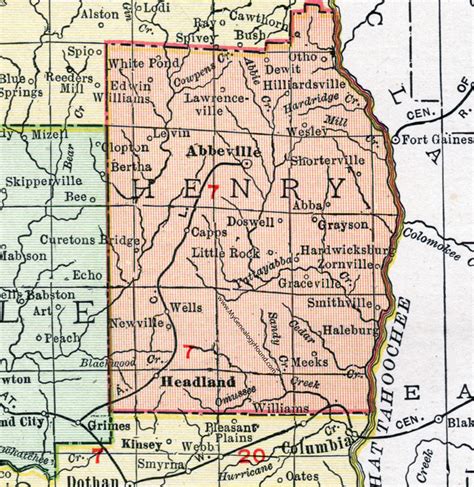 Henry County, Alabama, Map, 1911, Abbeville, Headland, Newville, Haleburg