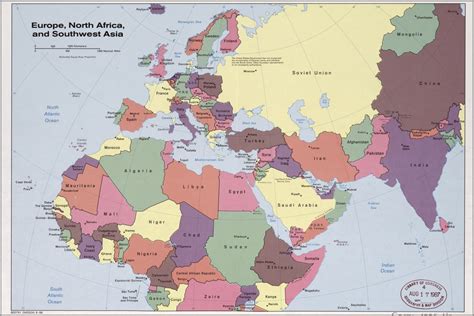 24"x36" Gallery Poster, cia map of Europe, N Africa sw Asia 1986 ...