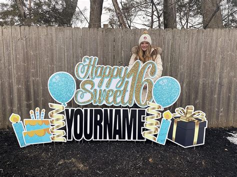 Amazon.com: Happy Sweet 16 Yard Sign Lawn Sign with Stakes Personalized name : Handmade Products