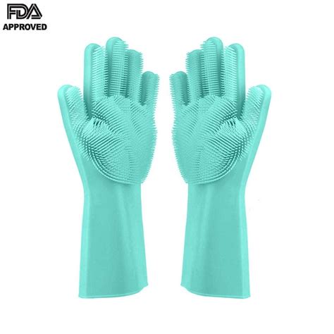 Magic Silicone Gloves, Reusable Dishwashing Gloves with Wash Scrubber ...