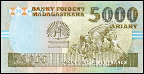 Madagascar 25000 Francs = 5000 Ariary banknote 1993|World Banknotes ...