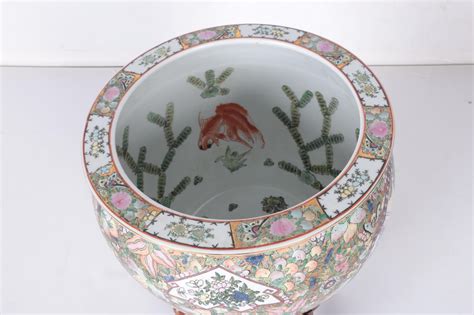Chinese Ceramic Fish Bowl Planter with Stand : EBTH