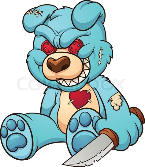 Evil teddy bear. Vector clip art illustration with simple gradients ...