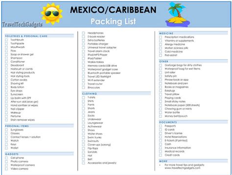 Printable Packing List For Caribbean Cruise