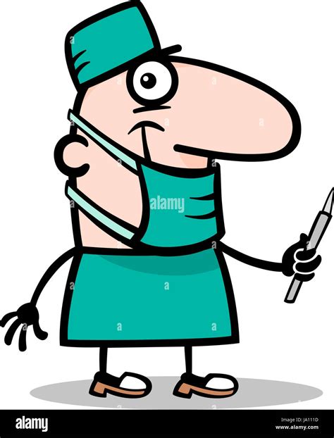 Cartoon Illustration of Funny Surgeon Doctor with Scalpel Profession Occupation Stock Photo - Alamy