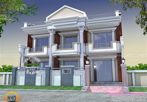 Long front pillar home design - Kerala Home Design and Floor Plans - 9K ...