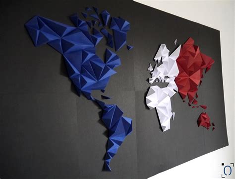 Kit Papercraft World Map 3D Tricolor Size S/M Wall - Etsy