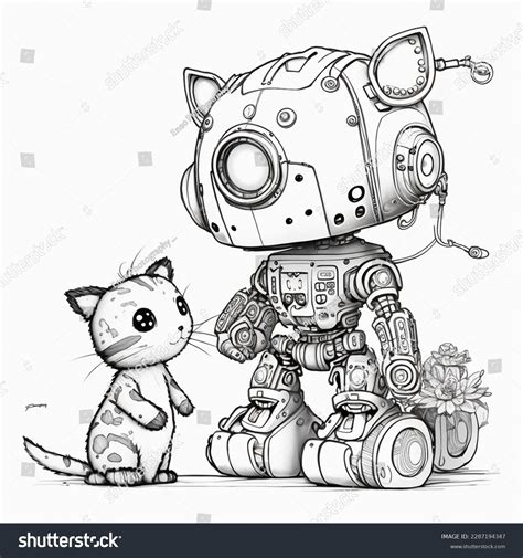 Cute Animal Robot Colouring Page Illustration Stock Illustration 2287194347 | Shutterstock