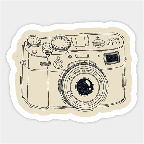 an old camera drawn in ink on paper