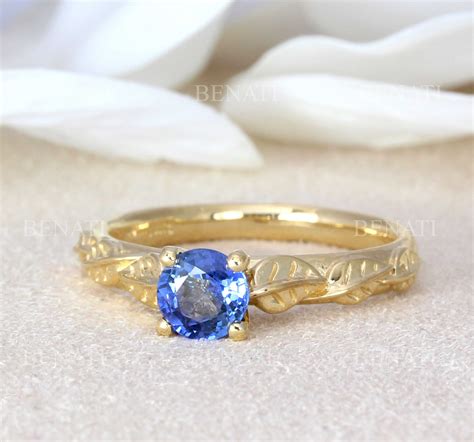 Natural Sapphire Engagement Ring, Leaves Engagement Ring | Benati