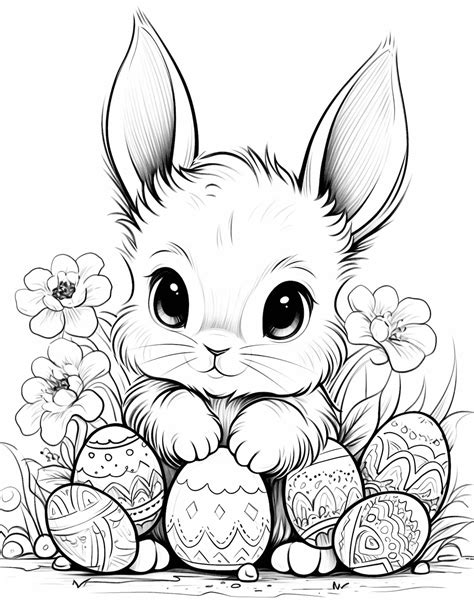 easter bunny coloring page easy ready for download