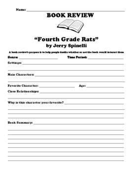 “Fourth Grade Rats” BOOK REVIEW WORKSHEET by Northeast Education