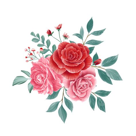 Arrangement De Fleurs Aquarelle Rose Rouge Et Rose PNG , Aquarelle, Fleur, Rose Fichier PNG et ...