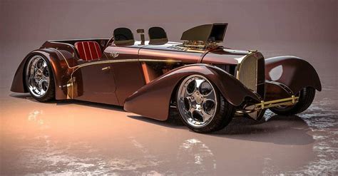 1937 Bugatti Type 57SC Becomes Outrageous 24k Gold Roadster and Bagged Hot Rod - autoevolution