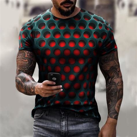 3D Graphic Printed Short Sleeve Shirts Optical Illusion Circles – FoliCart