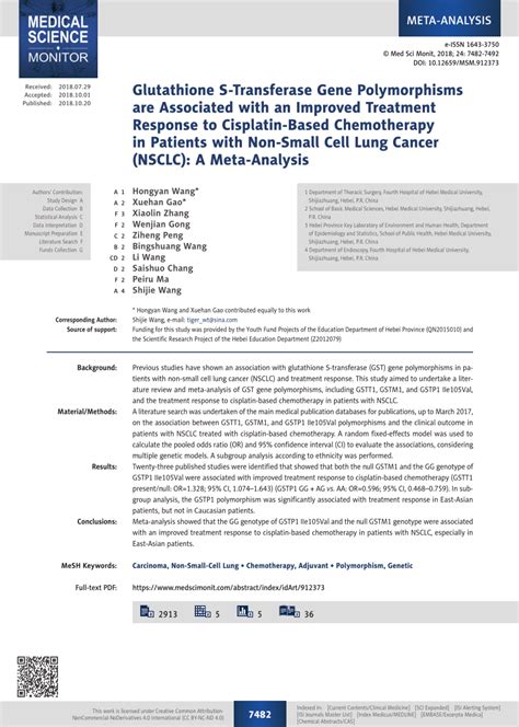 (PDF) Glutathione S-Transferase Gene Polymorphisms are Associated with ...