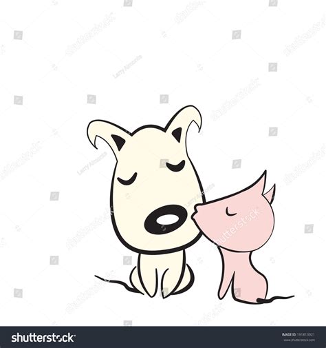 Two Dogs About Kiss Vector Illustration 스톡 벡터(로열티 프리) 191813921 ...