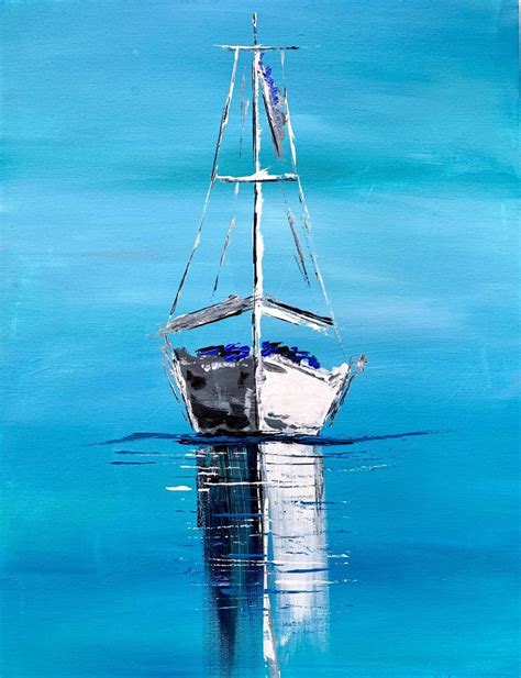 White sailboat Painting by M Lounis | Saatchi Art