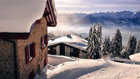 Snow Mountains Winter Wallpaper Hd - House In Snowy Mountains (#365793) - HD Wallpaper ...