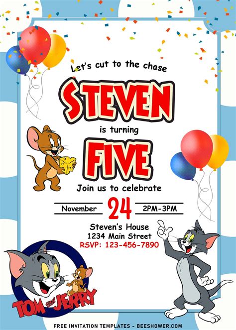 10+ Cutest Tom And Jerry Birthday Invitation Templates | Birthday ...