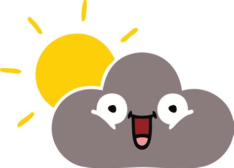 flat color retro cartoon storm cloud and sun 36358854 PNG