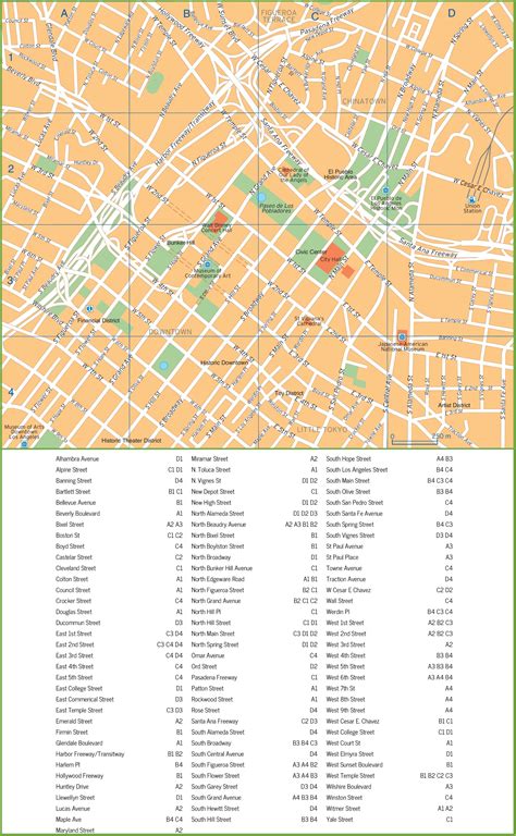 Downtown Los Angeles Street Map - Ontheworldmap.com