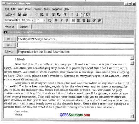 GSEB Class 10 English E-mail Writing – GSEB Solutions