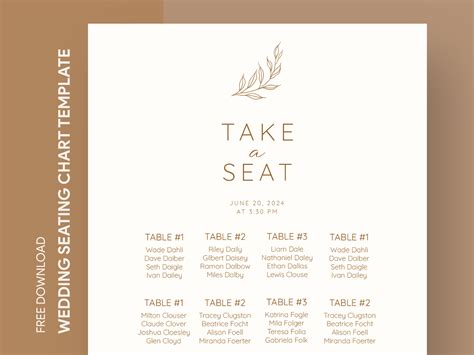 Minimalist Wedding Seating Chart Free Google Docs Template by Free ...