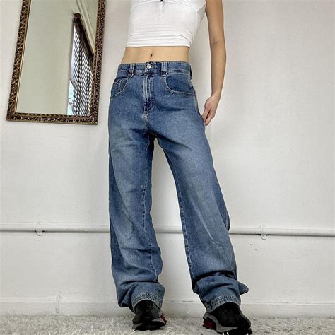 2000's baggy jeans these are such a good wide leg... - Depop