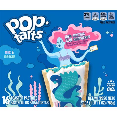 Pop-Tarts Mer-Mazing Blue Raspberry Breakfast Toaster Pastries, 27 oz, 16 Count - Walmart.com