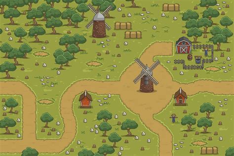 Summer Farm Top Down 2D Game Tileset - CraftPix.net | Games, Game design, Roleplaying game