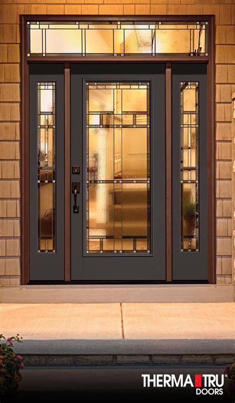 Fiberglass Entry Doors With Sidelights Therma Tru - Glass Designs