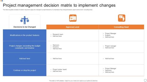 Project Management Decision Matrix To Implement Changes Microsoft PDF