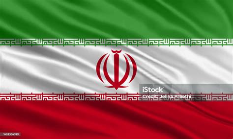 Iran Flag Design Waving Iranian Flag Made Of Satin Or Silk Fabric ...