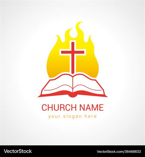 Cross on flame bible church logo Royalty Free Vector Image