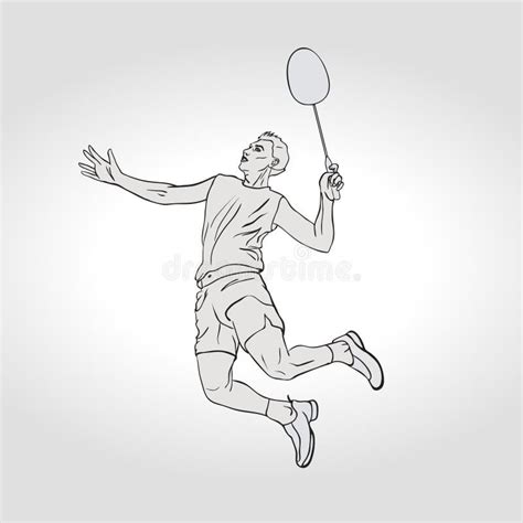 Vector Illustration Of Badminton Player. Hand Stock Vector ...