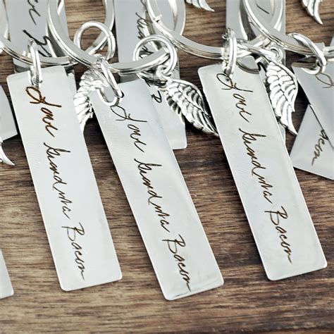 Engraved Memorial Keychain Actual Handwriting Personalized | Etsy