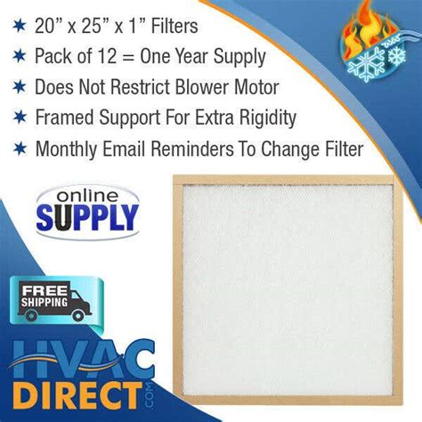 20x25x1 Air Filter One Year Supply - Box of 12 - AC/Furnace Filters | HVACDirect.com