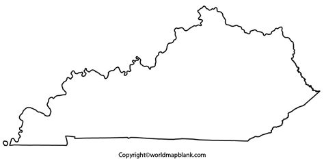 Printable Blank Map of Kentucky - Outline, Transparent map