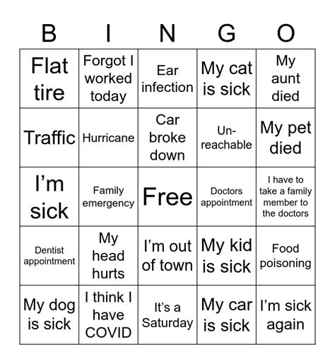 Callout Bingo Card