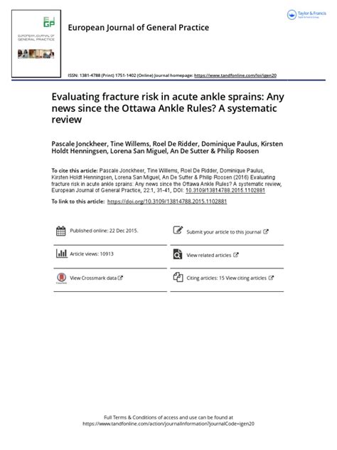 Evaluating Fracture Risk in Acute Ankle Sprains Any News Since The ...