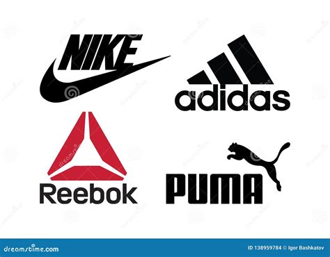 Set of Popular Sportswear Manufactures Logos Printed on Paper: Adidas ...