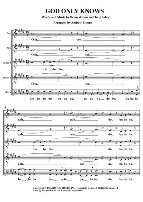 God Only Knows (arr. Andrew Emmet) Sheet Music | The Beach Boys | Choir